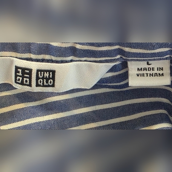 Short Sleeve Blue and White Striped Summer Shirt Lg - Picture 8 of 8